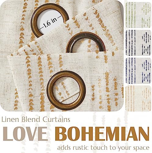 jinchan Linen Curtains Farmhouse Boho Drapes 108 Inch Grommet 2 Panels