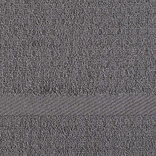 DII Basic Terry Collection Waffle Dishtowel Set, 15x26, Solid Gray