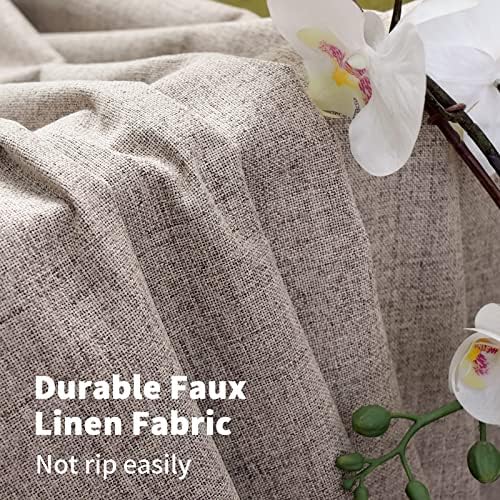 YoungsTex Taupe Burlap Linen Blackout Curtains 84 Inch Length 2 Panels
