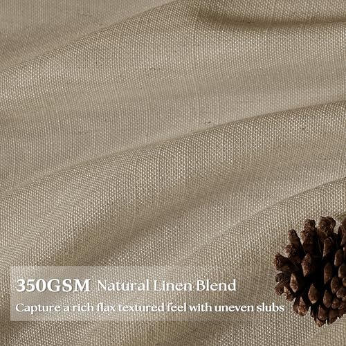 Light Brown Pinch Pleated Semi Sheer Linen Curtains 108 Inch Length