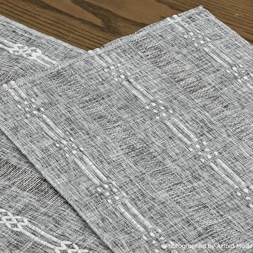 Artoid Mode Dark Grey Farmhouse Embroidered Hollow Table Runner
