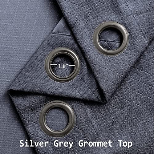 Treatmentex Grey Linen Blackout Curtains for Bedroom 63" Geometric