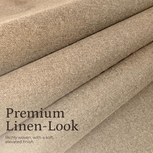 Linen Look 100% Blackout Bedroom Curtains, 96 Inch Long