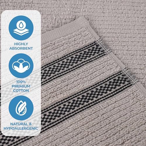 Impressions Brea Zero Twist Cotton Ribbed Geometric Border Towels