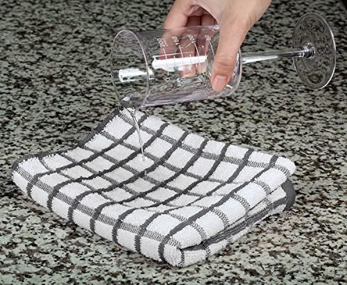 Dish Towels for Kitchen, 8 Pack, 16x26 - Thick 410 GSM, Gray
