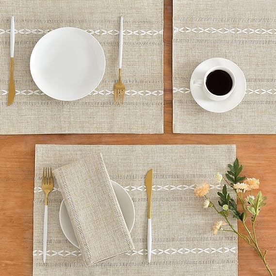 Wracra Homes Value Pack - Coffee Hemstitch Table Runner and Placemat