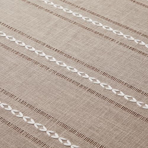 ZeeMart Hemstitched Striped Boho Table Cloth, 54x70 Inch Taupe