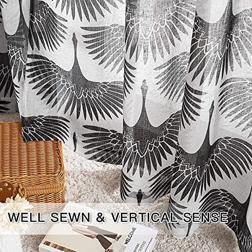 KGORGE Sheer Curtains Geometric Pattern - Natural Linen Curtains Soft