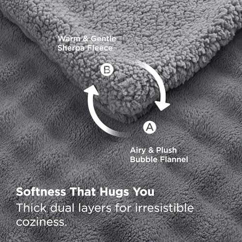 Bedsure GentleSoft Cloud Bubble Sherpa Throw Blanket for Couch, Fluffy
