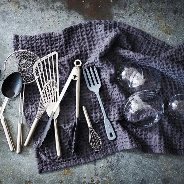 Sur La Table Washed Waffle Kitchen Towels, Set of 2, Charcoal