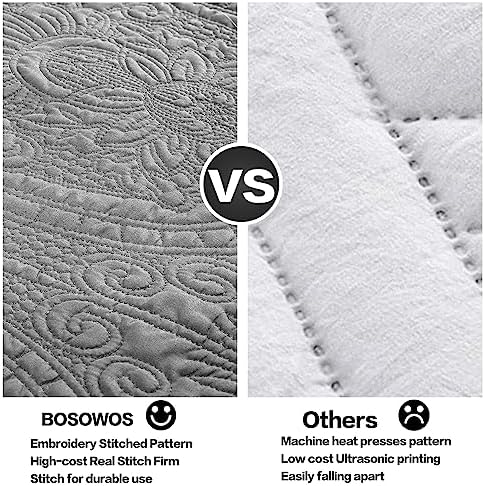 BOSOWOS Pillow Shams Queen Size Set of 2, Ultra Soft Breathable