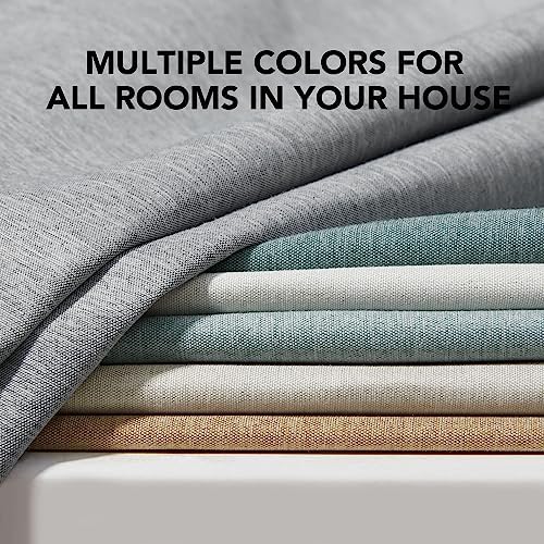 Deconovo 100% Blackout Linen Curtains 96 Inch Long for Bedroom Living