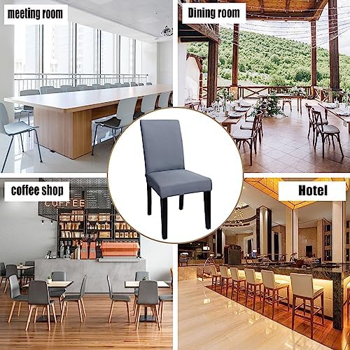 6Pack Dining Room Chair Covers, Stretch Chair Cover, Grey