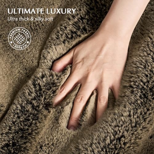 EVERGRACEHOME Luxury Soft Faux Chinchilla Fur Throw Blanket 60”x80”