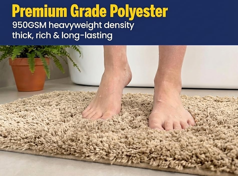 Muddy Mat® Fluffy Bathroom Rug, Soft Absorbent Microfiber Bath Mat