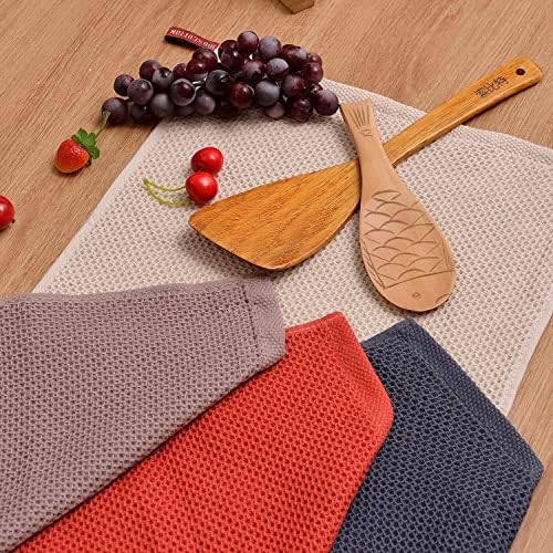 BALCONY & FALCON Kitchen Towels 4 Pack, Cotton Waffle Dish Towels, Tan