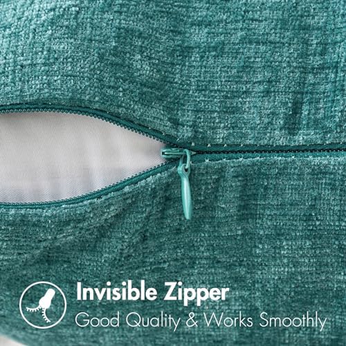 MIULEE Soft Chenille Throw Pillow Covers Teal 20x20 Inch Pack of 2