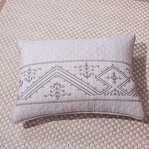 DaDa Bedding Twin 2-Piece Quilt Set, Heather Grey Embroidered