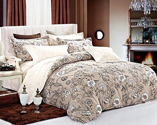 Swanson Beddings Brown Floral 3-Piece Microfiber Bedding Set: Duvet