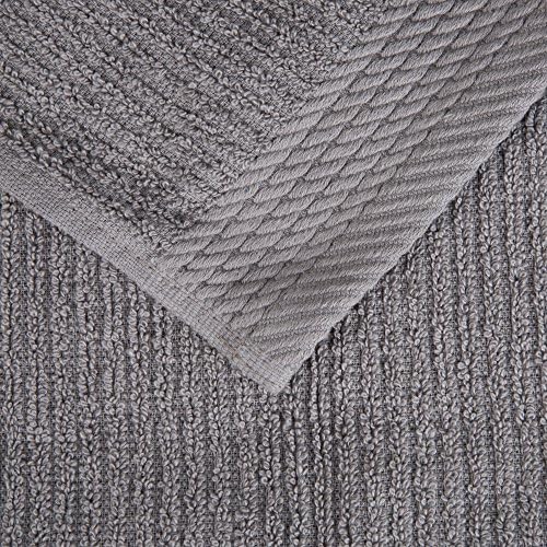 Bedford Home Ribbed Cotton 10 Piece Towel Set - Silver