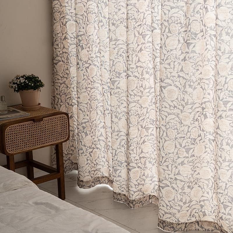 Beige Linen Back Tab Curtains 96 Inch Length for Living Room 1 Panel