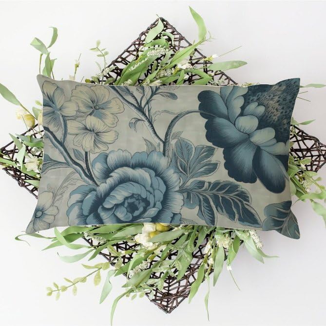 Asian Style Pillow Cover Spa On Flax Blue Chinoiserie Pillowcase
