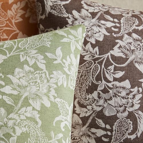 Floral Jacquard Throw Pillow Covers Set of 2, Background/Chocolate