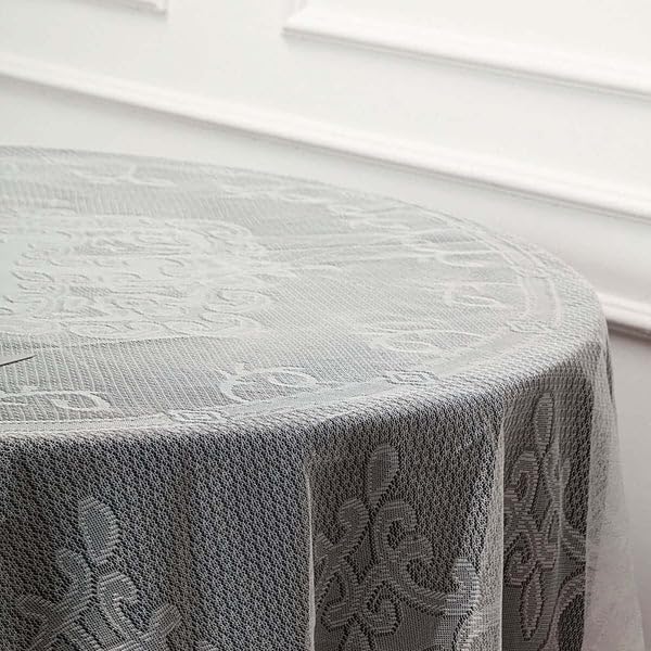 Tableclothsfactory 90" Ivory Premium Lace Round Tablecloth for Banquet