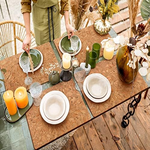 Eaasty Set of 6 Cork Placemats 17 x 12 Inch Heat Resistant Placemats