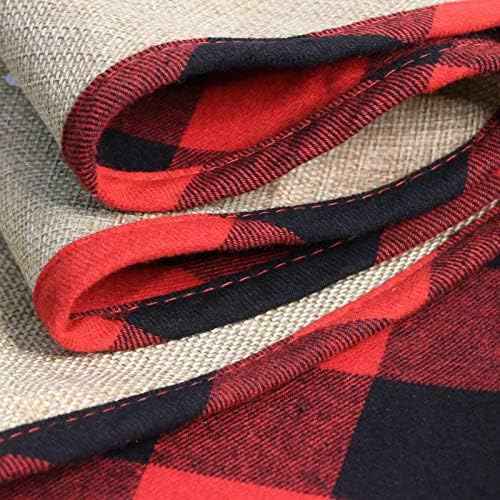 OurWarm 48 Inch Red and Black Buffalo Plaid Tree Skirt