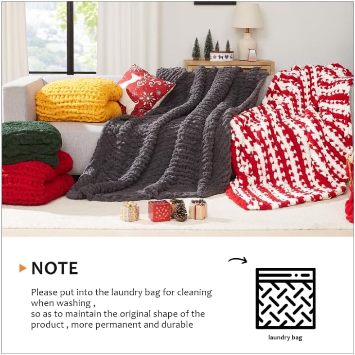 L'AGRATY Chunky Knit Throw Blanket for Couch, 50'' x 60'' Knit Throw