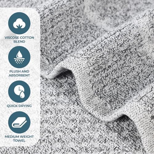 SUPERIOR Naples Viscose Cotton Blend Medium Weight Towels, for