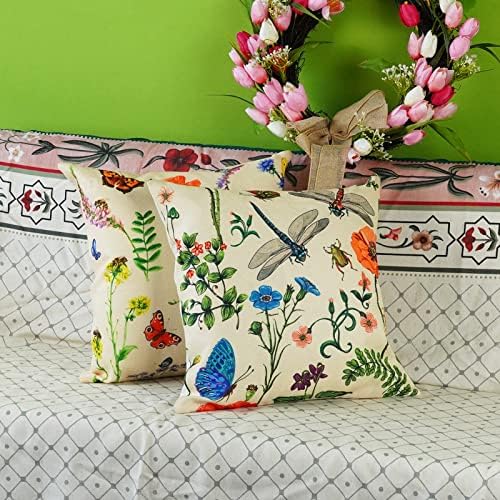ONWAY Spring Summer Outdoor Waterproof Pillow Covers Set of 4 Floral