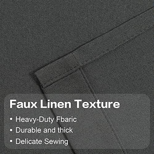 Charcoal Grey 100% Blackout Linen Curtains 96 Inches Long 2 Panels for