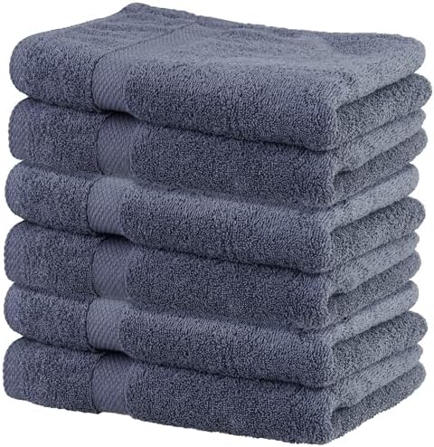 Hand Towels Set of 6 for Bathroom 100% Ring Spun Cotton