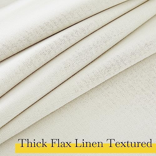 NICETOWN Natural Faux Linen 100% Blackout Curtain Single Panel
