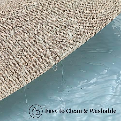 Woven Vinyl Beige Placemats Set of 20, Linen Look & Easy to Clean