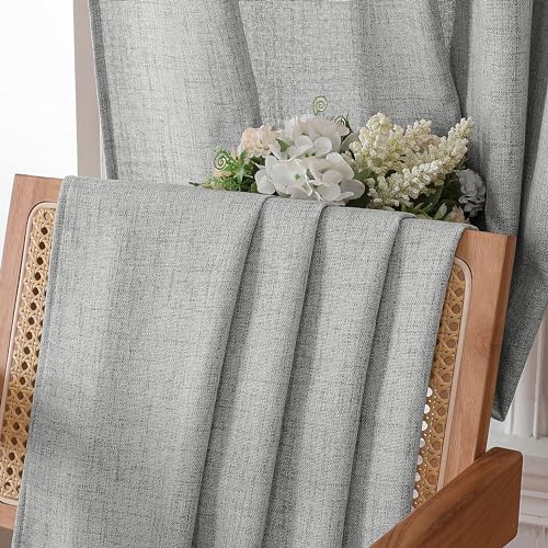 Tollpiz Linen Curtains Living Room Rod Pocket Semi Sheer Curtain