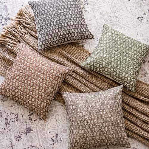 Foindtower Decorative Floral Print Throw Pillow Covers 22×22 Sage