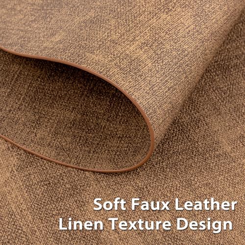 Faux Leather Oval Placemats Set of 6, Brown