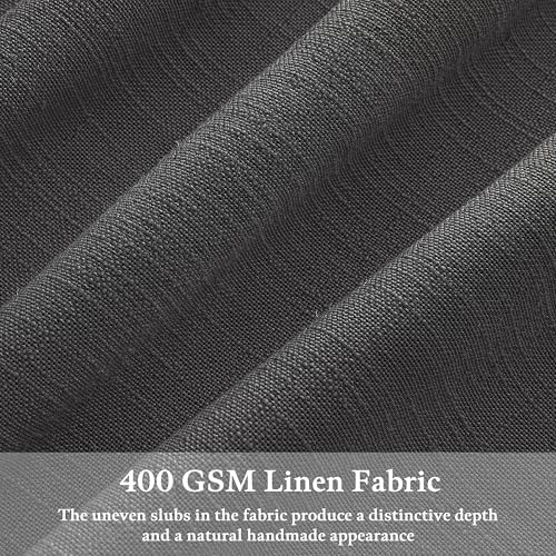 Pinch Pleat Flax Linen Semi Sheer Memory Shape Curtains Charcoal Grey