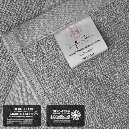 Infinitee Exclusive Grey Towel Bundle - Includes 4 Washcloths and 6