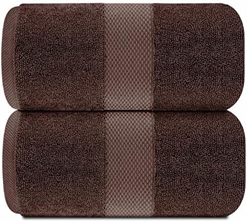 White Classic Luxury Brown Bath Sheets 2 Pack - Extra Large 35x70, 700