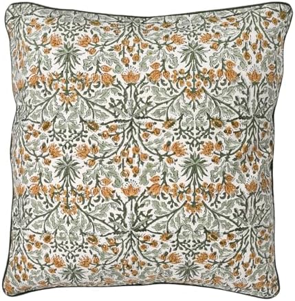 Ridhi Goldenrod Yellow Block Print Cotton Pillow Cover 20x20 Inch Set