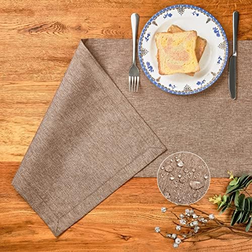 Mebakuk Linen Farmhouse Table Runner Large Burlap Style Soft and