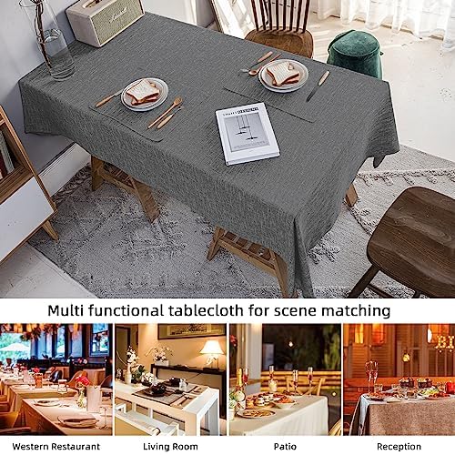 Waterproof Linen Tablecloths Rectangle Table Cloth(54"x120") Gray