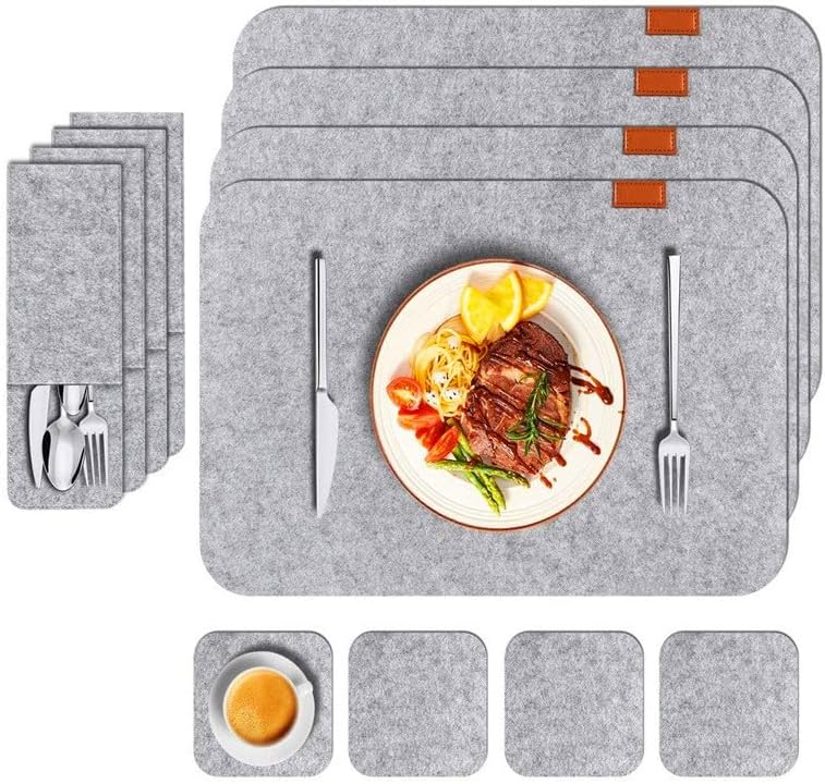 HERCHR Placemats Set of 24, Placemat with Coasters Tableware Bag Heat