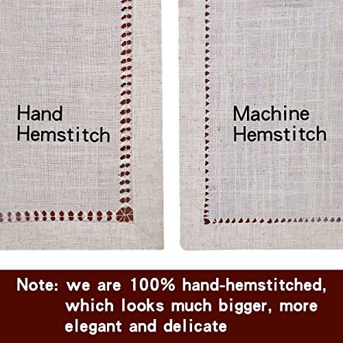 Grelucgo Handmade Double Hemstitch Natural Tablecloth, Oval 60 by