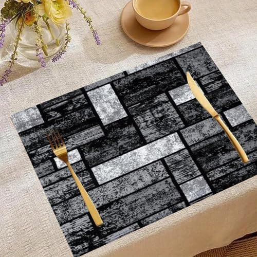 Abstract Gray Placemats Non-Slip Heat Resistant Flax Table Mats