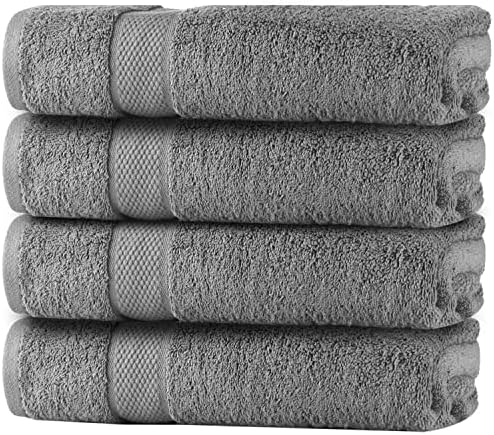 Infinitee Xclusives Pack of 4 Grey Bath Towels + Pack of 6 Kitchen